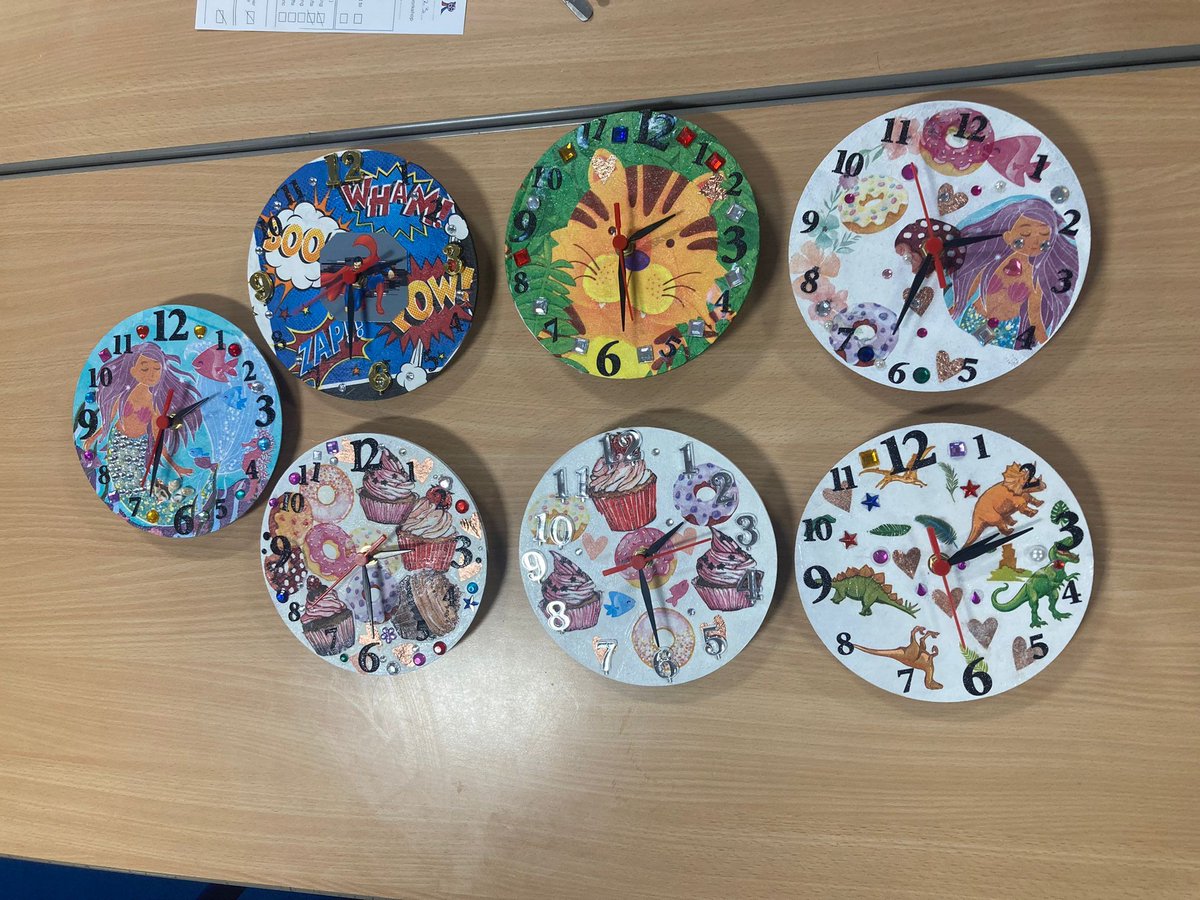 Wow! These are just stunning. Yr 2/3 children and families had a great time during our Creative Clocks Family Learning @stjdinnington Lots of creative skills developed and a very cool clock to support the children in learning tell the time. Well done everyone who came along. #fun