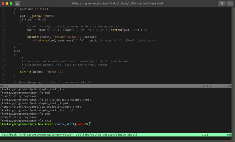 the_nanafox's tweet photo. Exciting news! I've successfully implemented the built-in 'cd' command & customized the prompt in my Simple Shell project for #ALX_SE. Can't wait to keep building!
#ALX_SE #cprogramming #simpleshell #dohardthings https://t.co/ykQABMiDZx