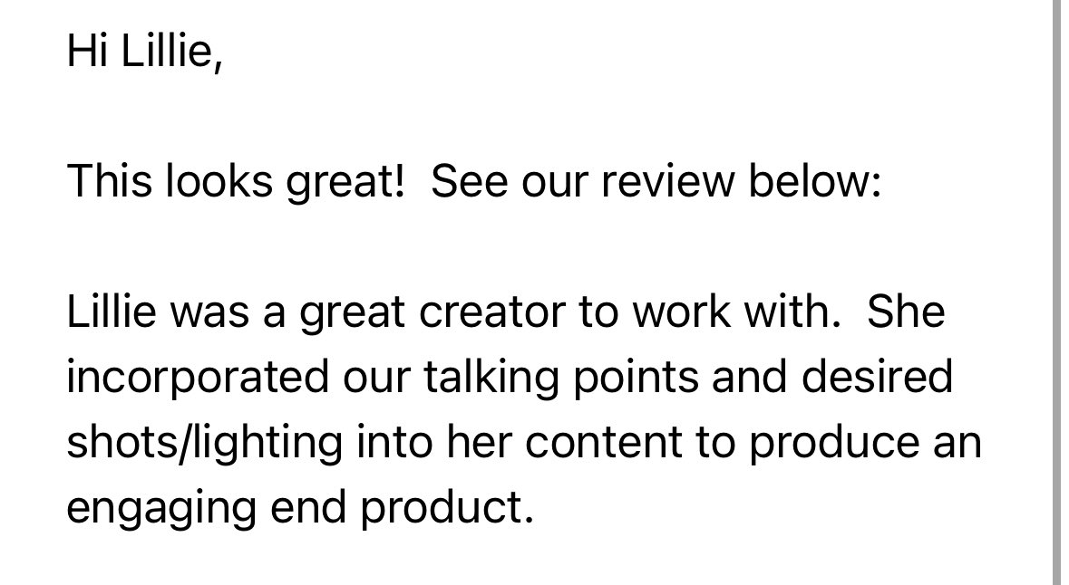 I LOVE getting feedback back from brands, it’s so great hearing that they’re happy with your work!