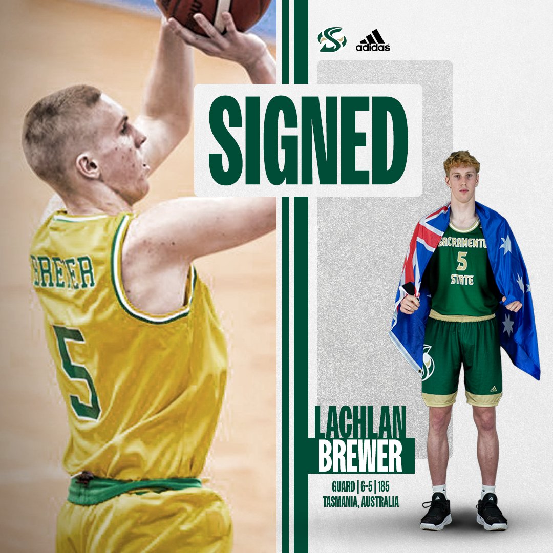 SacHornetsMBB's tweet photo. Welcome to the family Lachlan Brewer!

• 6-5, 185-pound guard from Tasmania, Australia
• Will be a freshman
• Played for Australia's junior national team multiple times
• Also plays professionally in Australia

Story: https://t.co/jrlUeGEX87

#StingersUp @JackJumpers https://t.co/uC8YfGT7Pq
