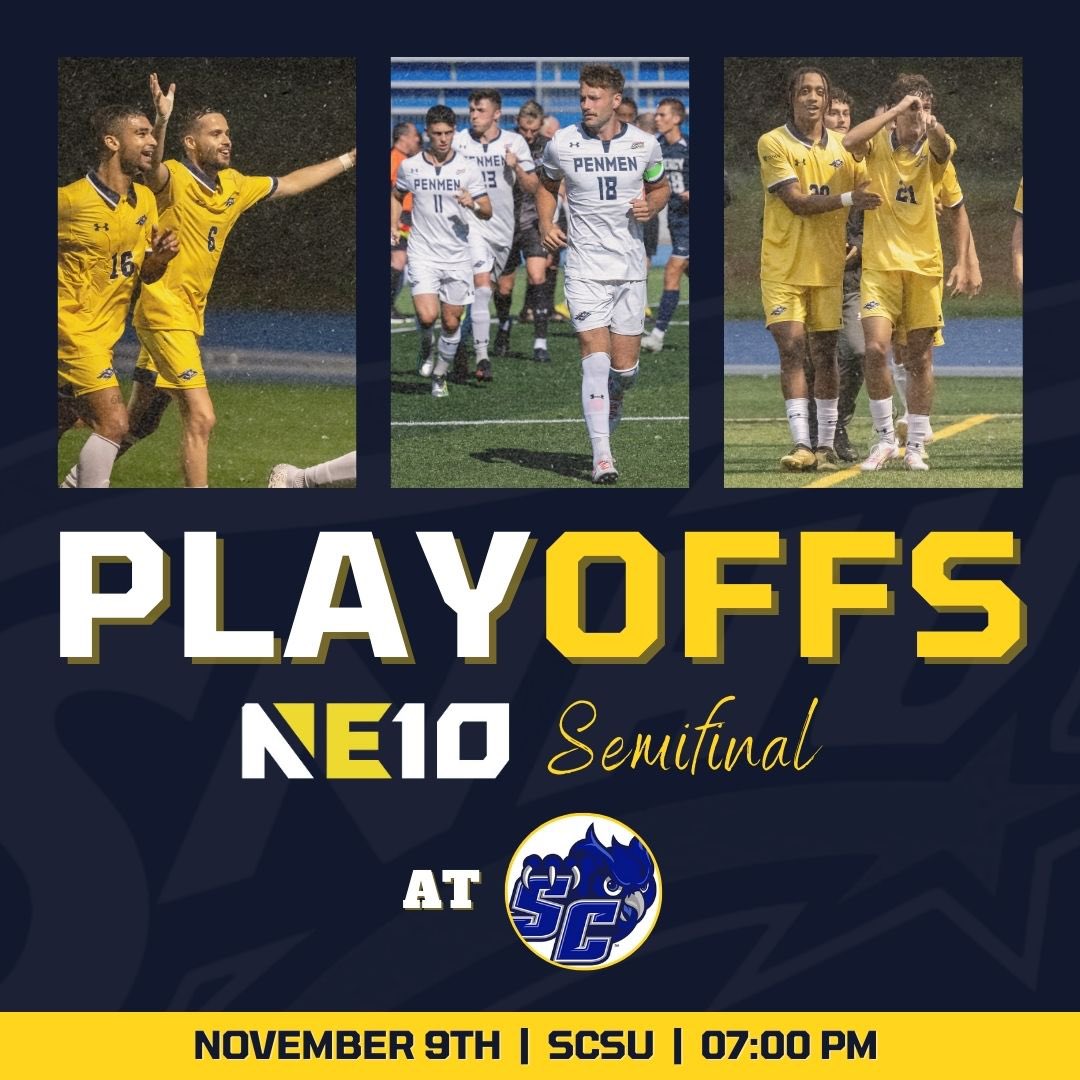 Tomorrow at 07:00 PM we will be facing SCSU in the NE10 Semifinal. Tune in and support the squad!

#EverydayMatters #SNHU #Penmen