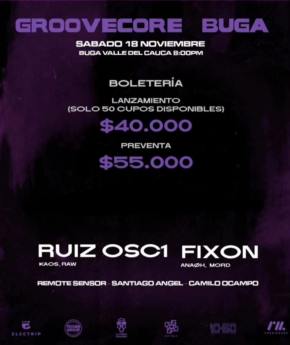 LaRevolucionlle's tweet photo. #BugaValle En la recta final del año, regresamos a la ciudad señora 💃 esa que siempre se ha caracterizado por la intensidad de sus ravers en la pista de baile 🥵 sean todos bienvenidos al 🤸 GROOVECORE BUGA 🥁 próximo sábado 18 de noviembre con grandes invitados especiales 🌎 https://t.co/xkJt8EP0ob