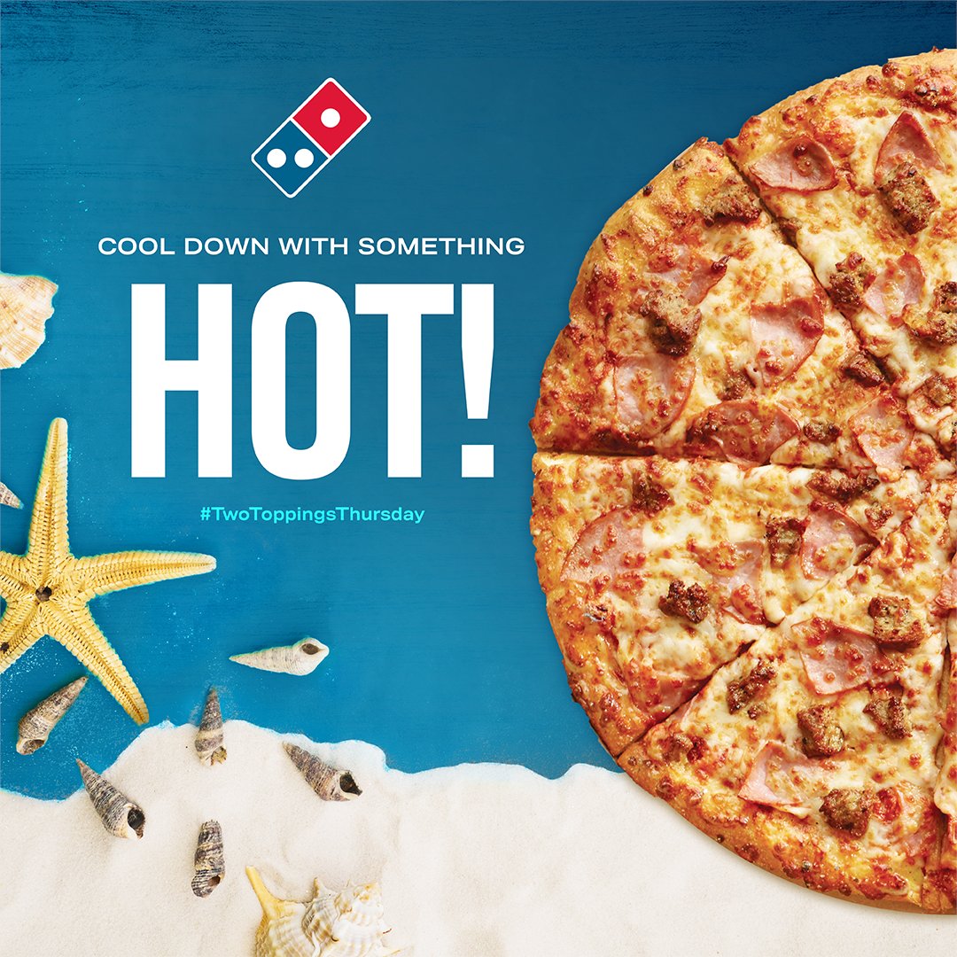 DominosJa's tweet photo. Two toppings, one island vibe! What toppings are you feeling this Thursday? 🌴🍕 #TwoToppingsThursday https://t.co/wU7ituGNsx