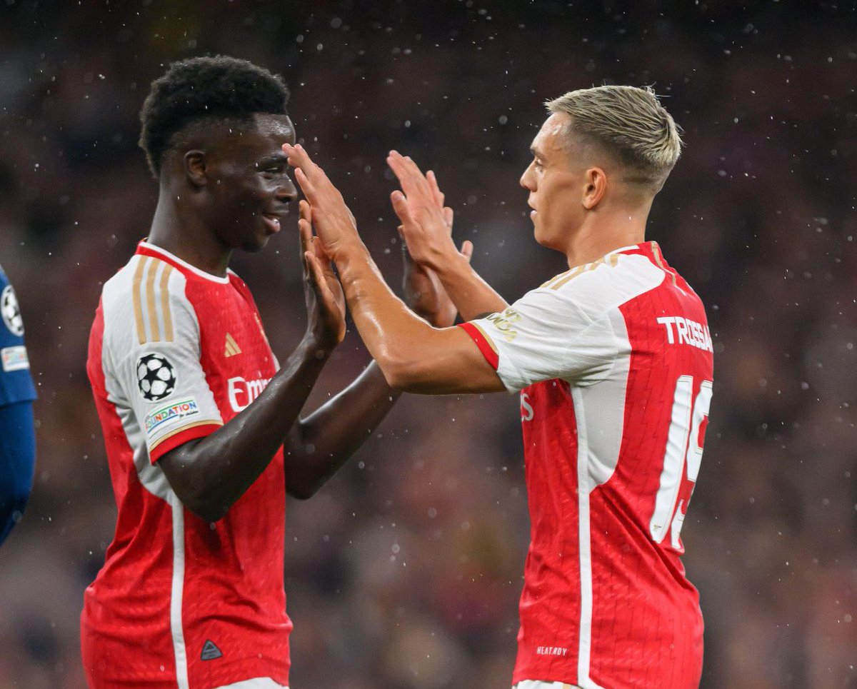 afcstuff's tweet photo. Leandro Trossard has now scored five goals in all competitions for Arsenal this season, while ALL his five goals have been assisted by Bukayo Saka. 🤯 #afc https://t.co/TSFn4HaAuT