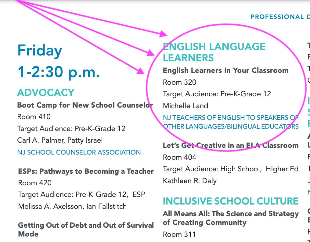 @njtesolnjbe at the @njeaconvention 2023! 
In-person workshops on Thursday and Friday:
#ells #multilinguallearners #professionaldevelopment #allkids