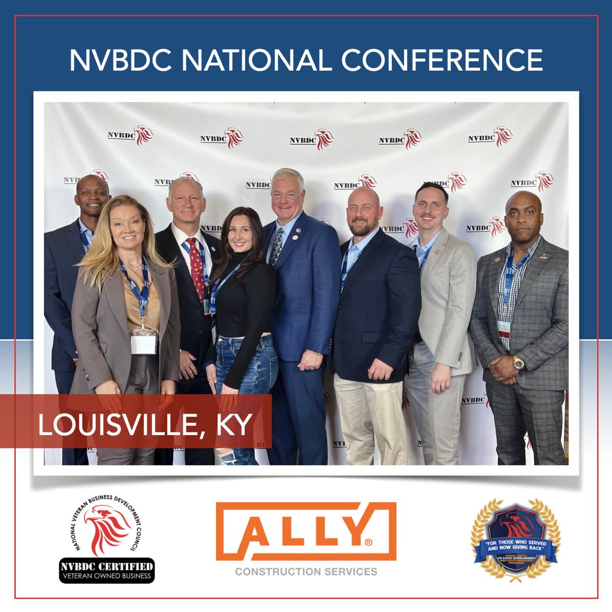 Thrilled and excited to have our team learn about supplier diversity, sustainability, and how to support fellow Veteran business initiatives at the annual #NVBDC conference in Louisville, KY! #ALLYConstructionSvcs #ALLYforVets #veteranshelpingveterans