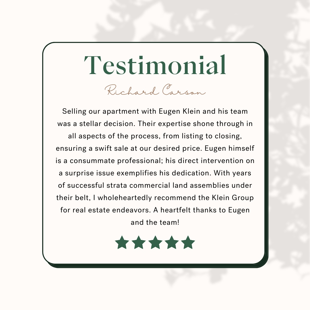 kleingroup's tweet photo. Exceptional service meets unparalleled expertise. 🏙️ Here's Richard Carson's experience with the Klein Group, turning real estate goals into achievements. 🌟 #ClientTestimonial #VancouverRealEstate #SuccessStories https://t.co/wWqbCFf6Fu
