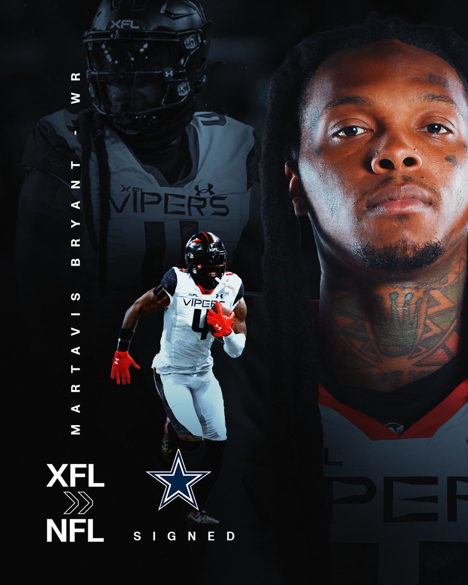 TheUFL's tweet photo. 🚨 @XFLVipers Wide Receiver Martavis Bryant signed to the @dallascowboys! 

#XFL | #XFLtoNFL https://t.co/rBw93C3puH