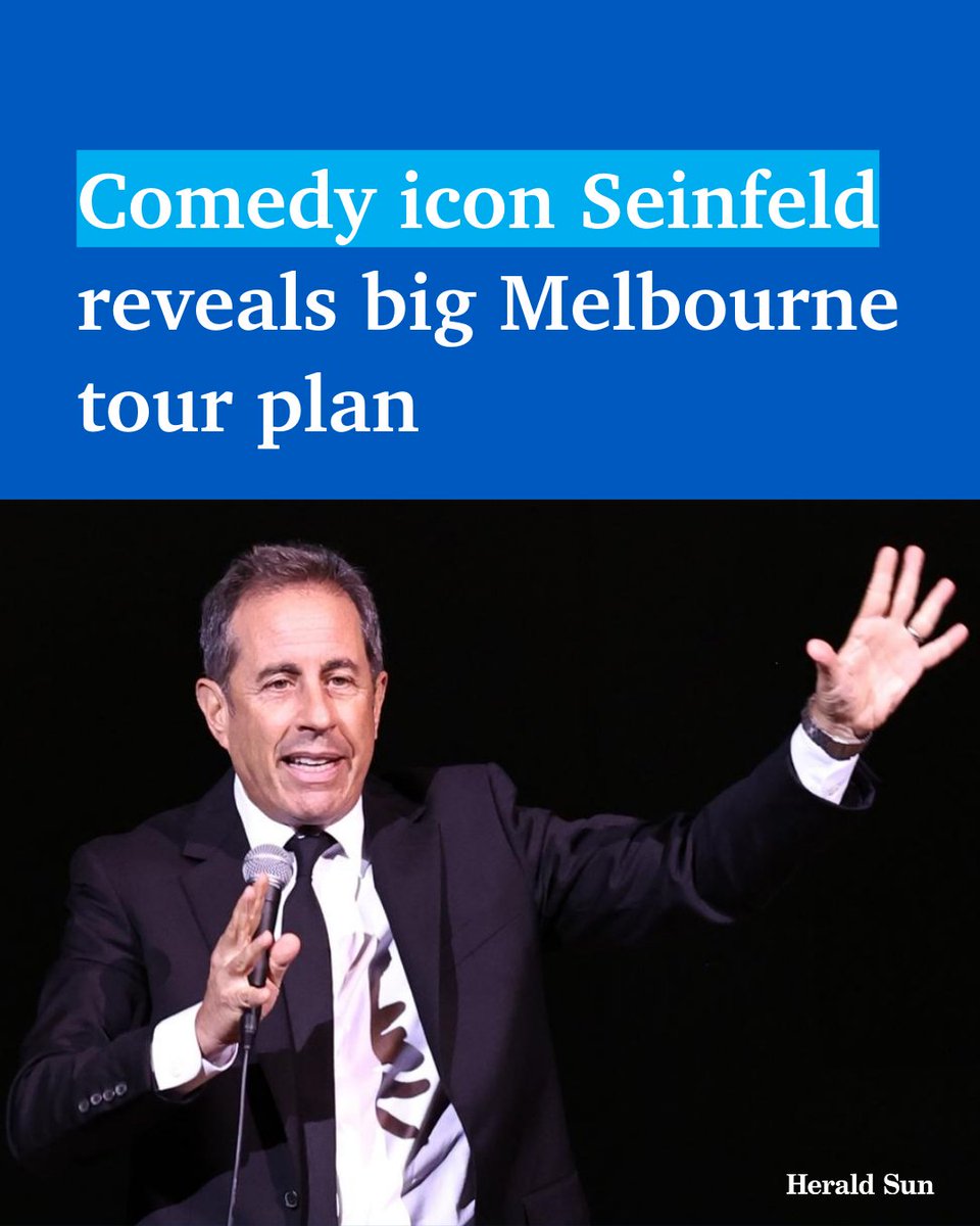 theheraldsun's tweet photo. Comedy icon Jerry Seinfeld, who once described Melbourne as the “anus end of the world,” is returning to the city that became the butt of his famous joke > https://t.co/0Q9nB81Lz6 https://t.co/bcu5aSgG1u