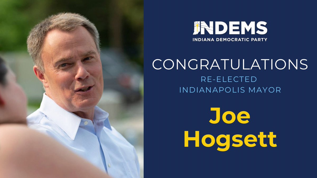 Indiana Democratic Party (@indems) on Twitter photo Congratulations to <a href="/MayorJoeForIndy/">Mayor Joe for Indy</a> ! Indianapolis knows it has a mayor that is focused on building a city for everyone. We’re excited for what the next four years hold for Indiana’s largest city! Congratulations to <a href="/MayorJoeForIndy/">Mayor Joe for Indy</a> ! Indianapolis knows it has a mayor that is focused on building a city for everyone. We’re excited for what the next four years hold for Indiana’s largest city!