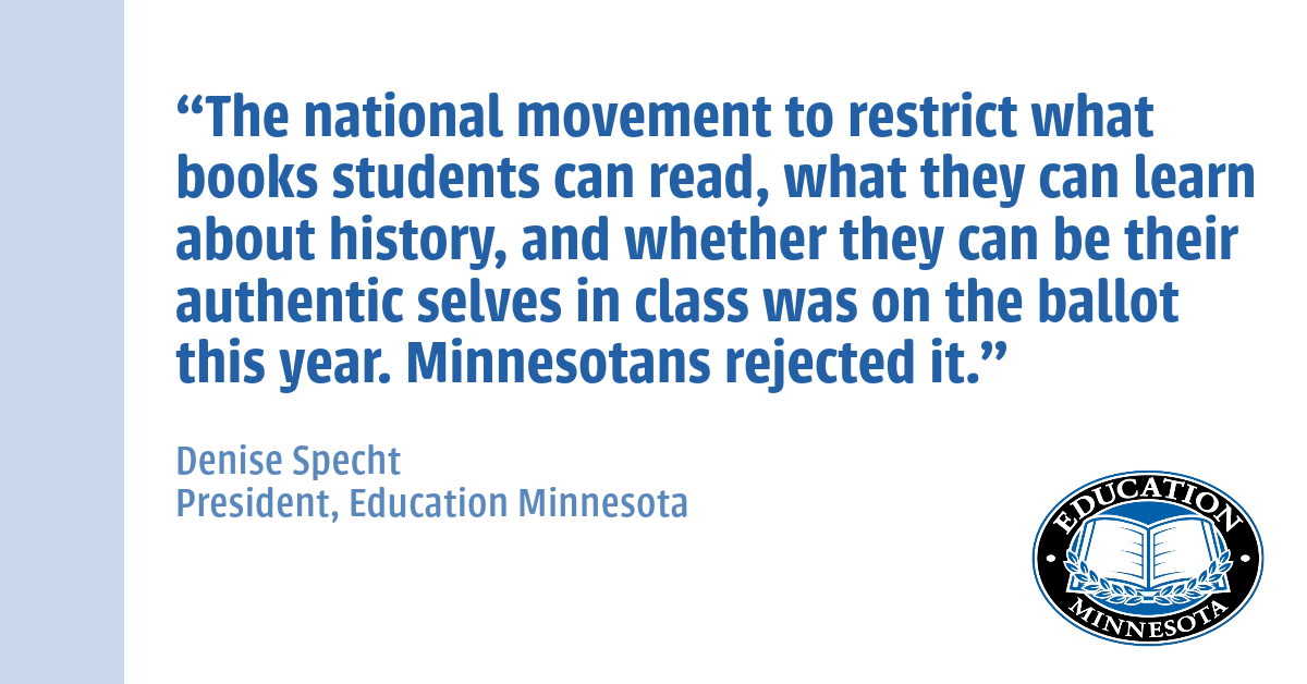 STATEMENT: Minnesota voters overwhelmingly support students’ freedom to learn in school board races edmn.me/49qkoSS #edmnvotes #freedomtolearn