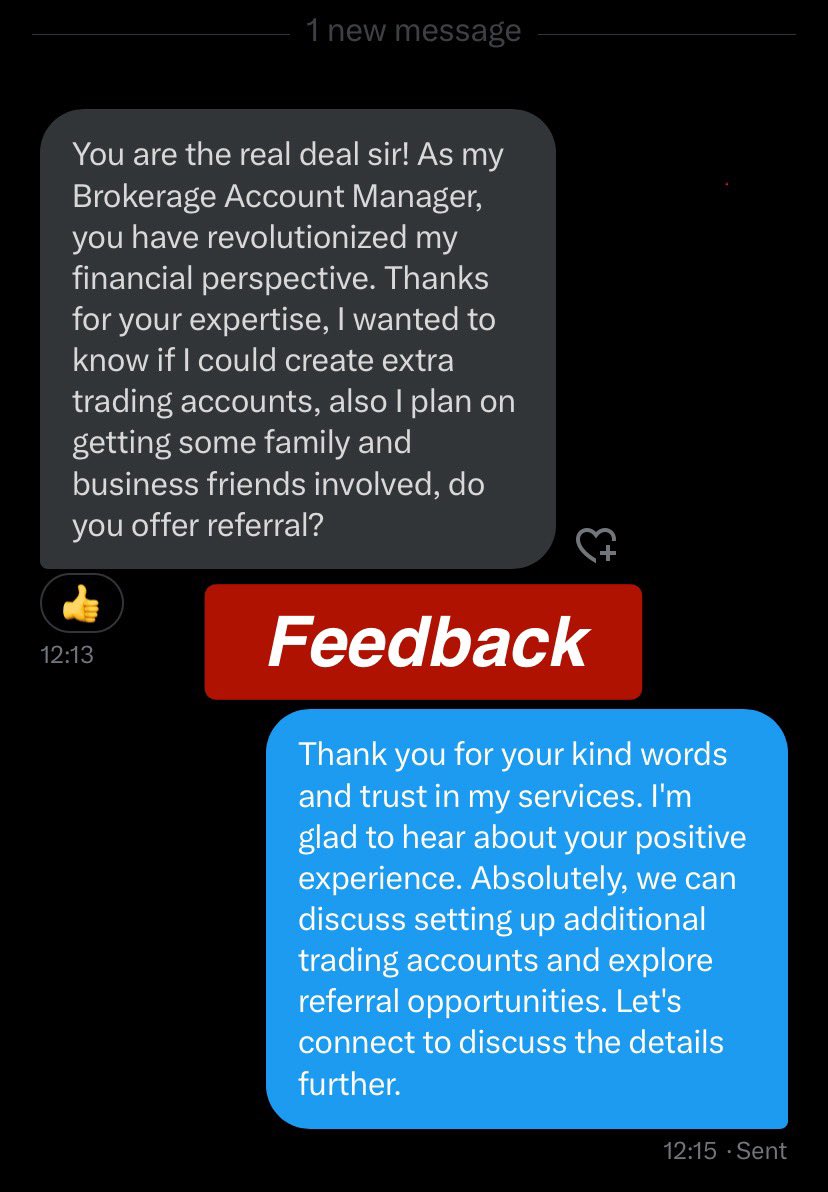 ChengTradePro's tweet photo. "🚀 Your feedback fuels our commitment to excellence in investment services. Thank you for sharing your insights and helping us grow together. 💡💼 #InvestorFeedback #ContinuousImprovement" https://t.co/kUBvwiboOu