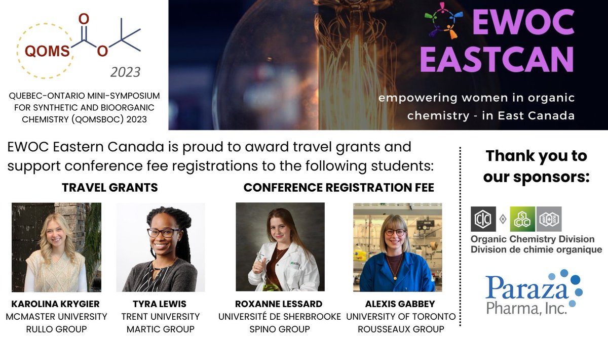 🎉 We are honored to award the following students with travel grants and conference fee registrations for QOMSBOC 2023. Congratulations to all and thank you to our sponsors @IncParaza and @CSCOrgDiv