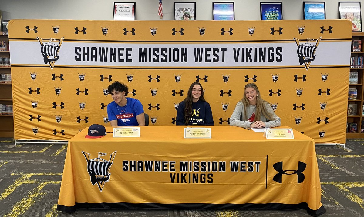 Congrats to our Senior Student Athletes on signing to play at the next level! We are so proud of you! #collegesigningday #theWestWay #OneShawneeMission <a href="/Smwvikingsoccer/">Sarah Gonzalez</a> <a href="/SMWestBaseball/">SM West Baseball</a> <a href="/SMWVolleyball/">SMW Volleyball</a> <a href="/JCCCAthletics/">JCCC Athletics</a> <a href="/SMWsports/">SM West</a> <a href="/UCMMULES/">UCM Mules & Jennies</a> <a href="/HutchCCNews/">Hutchinson Community College</a> <a href="/theSMSD/">SM School District</a>