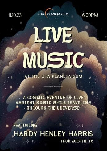 Join the UTA Planetarium for an evening of food, drinks, and live music featuring Austin band Hardy Henley Harris at 6 pm Friday, Nov. 10! Appetizers are included with the price of admission.
Buy tickets at webapp.uta.edu/planetarium-ti….

#MaverickScience
