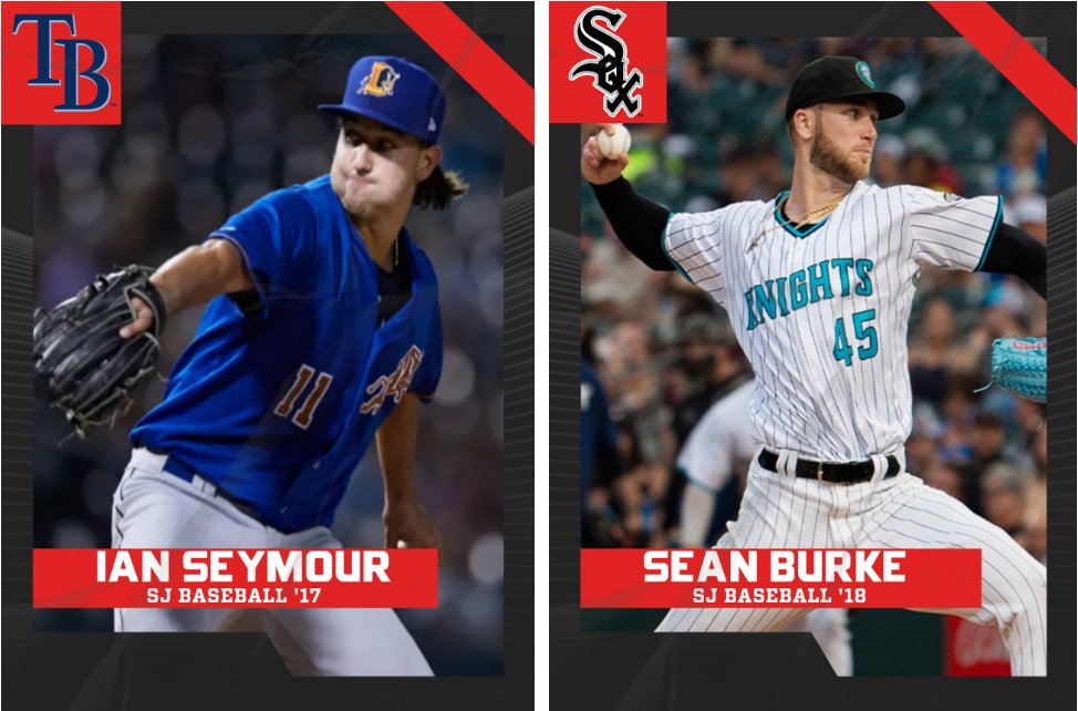 Congrats to SJ Baseball Alums, Ian Seymour '17 & Sean Burke '18 on their @MiLB seasons. Both pitchers reached AAA this past season & are both the #15 ranked prospect in their organizations by MLB.com. #PioneersinProBall #WeAreSJ
