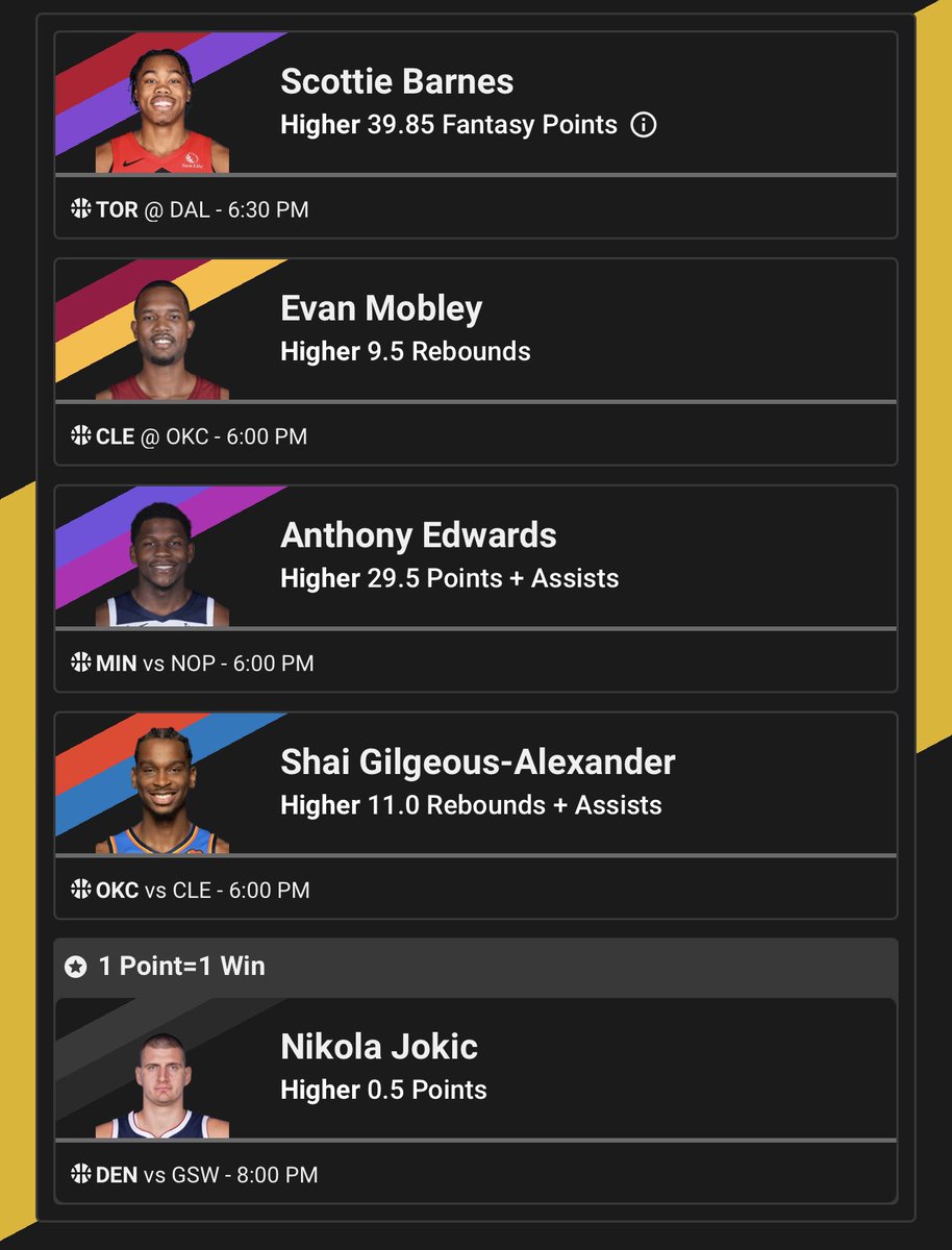 ProPcks's tweet image. Jokic discount pair🤝🏾
Fav two (Mobley&amp;amp; Scottie)⭐️⭐️

Like/follow🤝🏾🤝🏾
#PrizePicks | #Underdog | #GamblingX | #NFL       #PropBets | #NFLTwitter       | #PlayerProps | #DFS