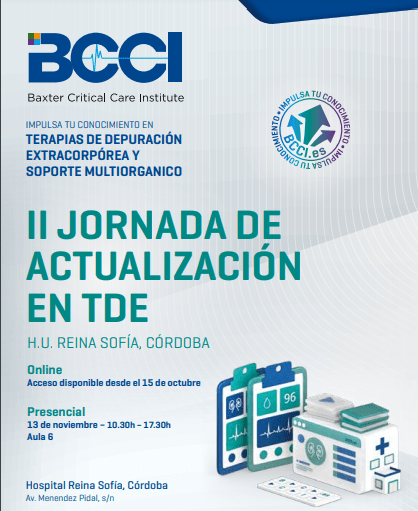 uciHURS's tweet photo. El Grupo de Trabajo de Enfermería de Cuidados Intensivos de la SAMIUC, el @HUReinaSofiay Baxter organizan la II Jornada de Actualización en Terapias de Depuración Extracorpórea y soporte multiorgánico TDE, y que tendrá lugar el próximo 13 de noviembre. https://t.co/vJSBmaWI5Y