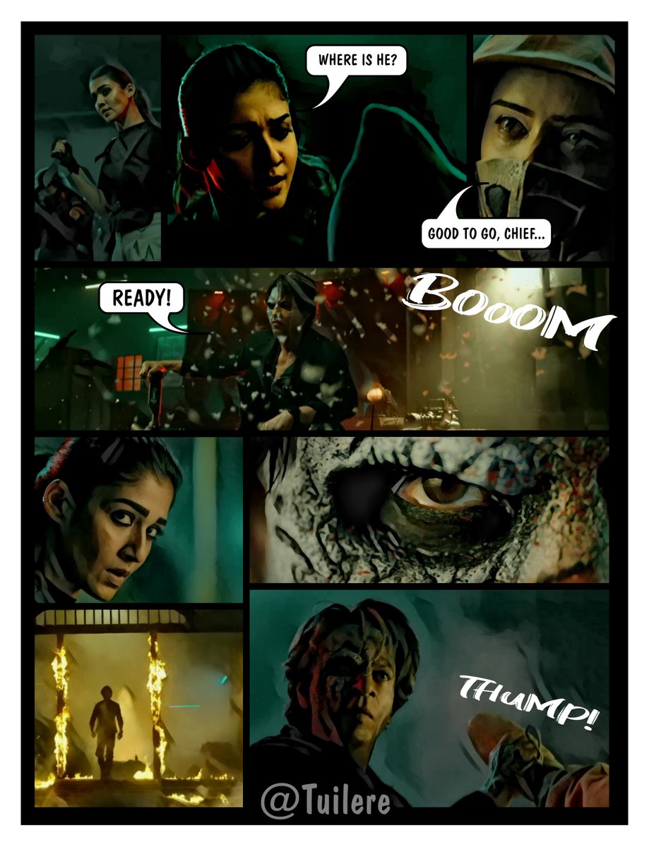 Tuilere's tweet image. If my favourite #Jawan sequences were a graphic novel. All pages together.
Hospital fight sequence.