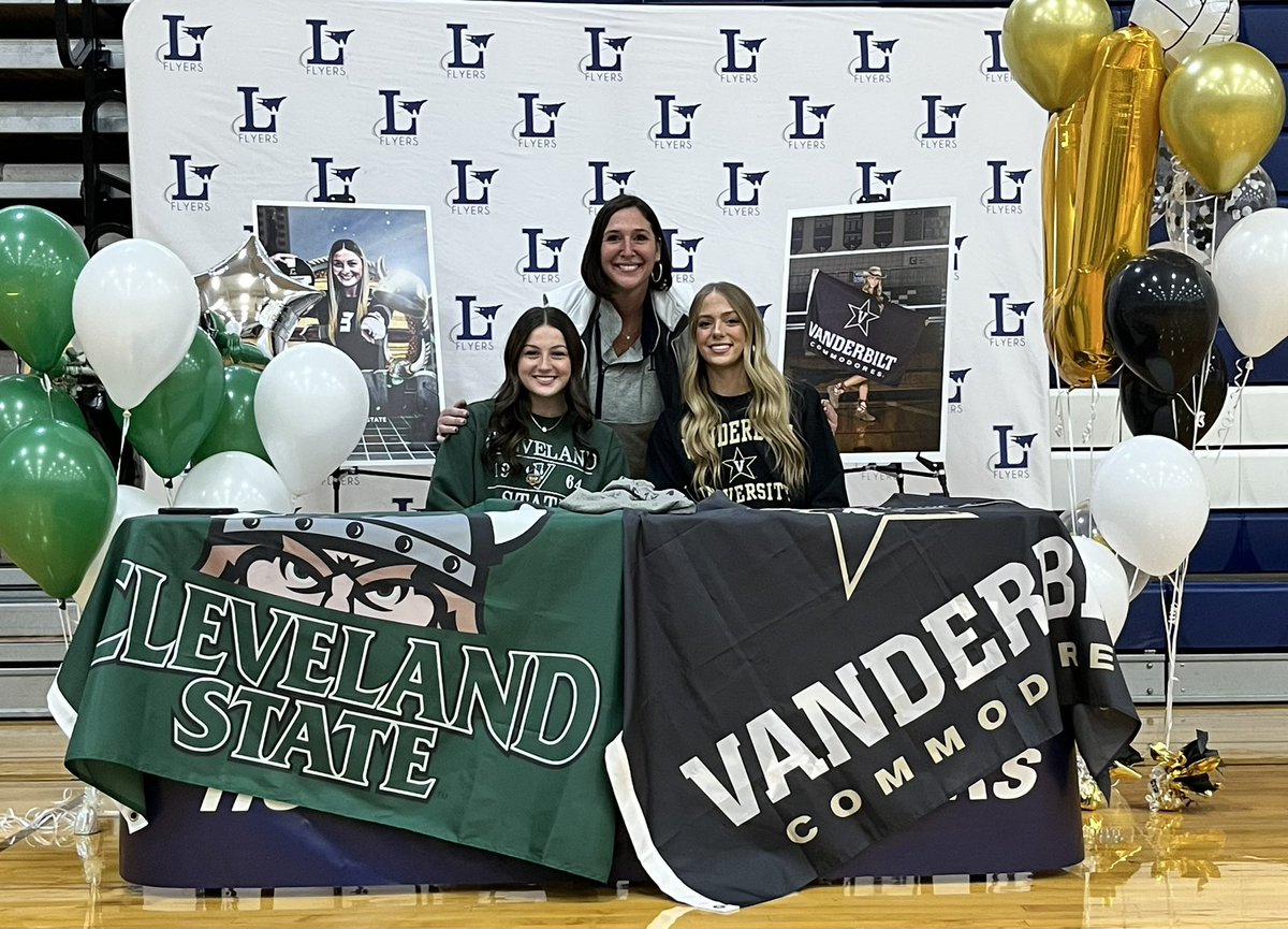 congratulations to two of our senior athletes! 
Vayda Delventhal signed to play volleyball at Cleveland State University &amp; Taryn DeWese signed to play volleyball at Vanderbilt University! Two awesome leaders &amp; people and we cannot be more excited for them! #GoFlyers🛩️🏐💙