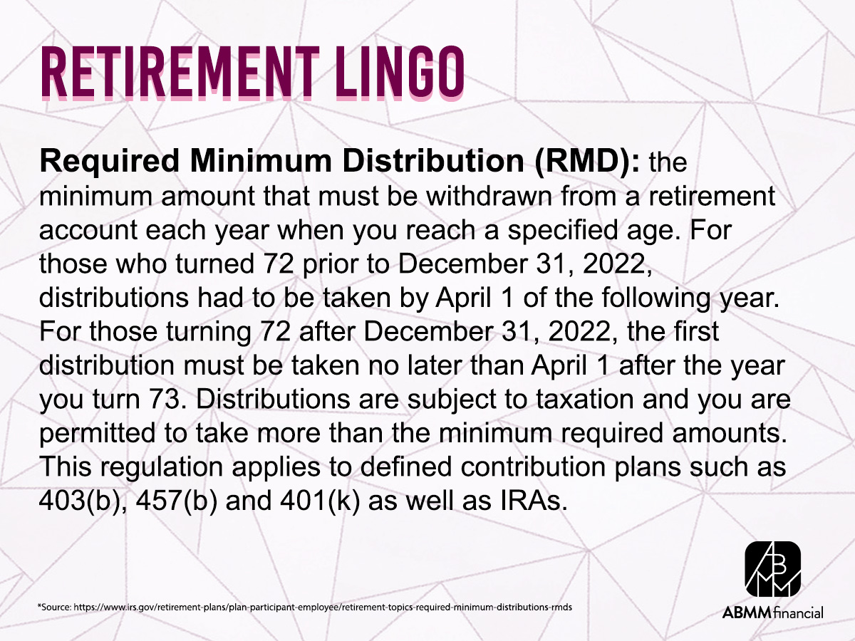 Learning about retirement lingo! Today’s topic…Required Minimum Distribution!
#RetirementLingo
#LearningNewThings
#RequiredMinimumDistribution