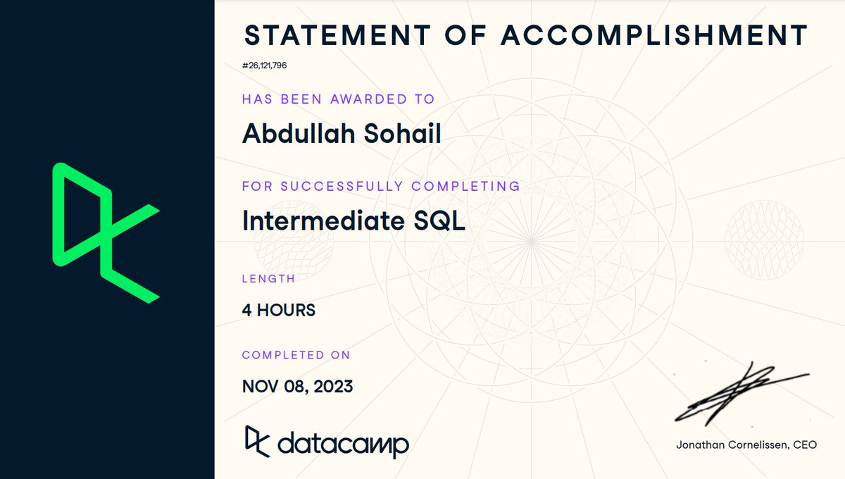 2AbdullahSohail's tweet image. Thanks @DataCamp for #FreeAccessWeek . 

It was Fun!!