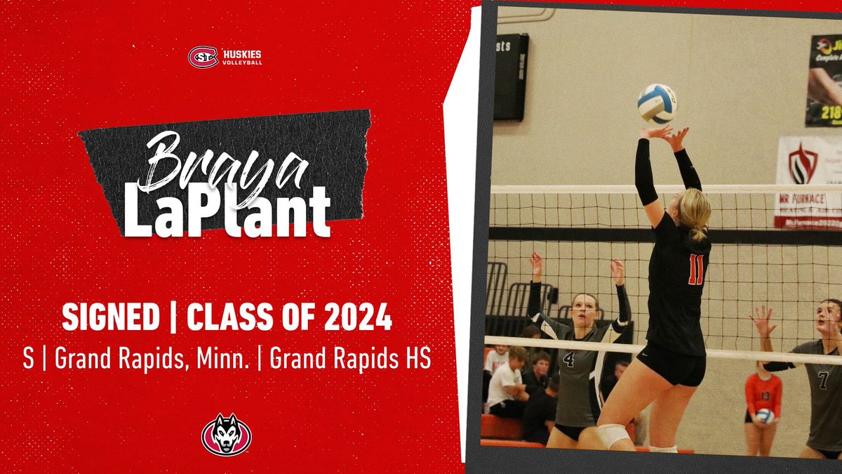 Our third member of the class of 2024 is Grand Rapids, Minnesota native Braya LaPlant, who is a two-time MVCA All-State selection😤🤩

#HuskiesVolleyball 🐾 | #WelcomeToThePack