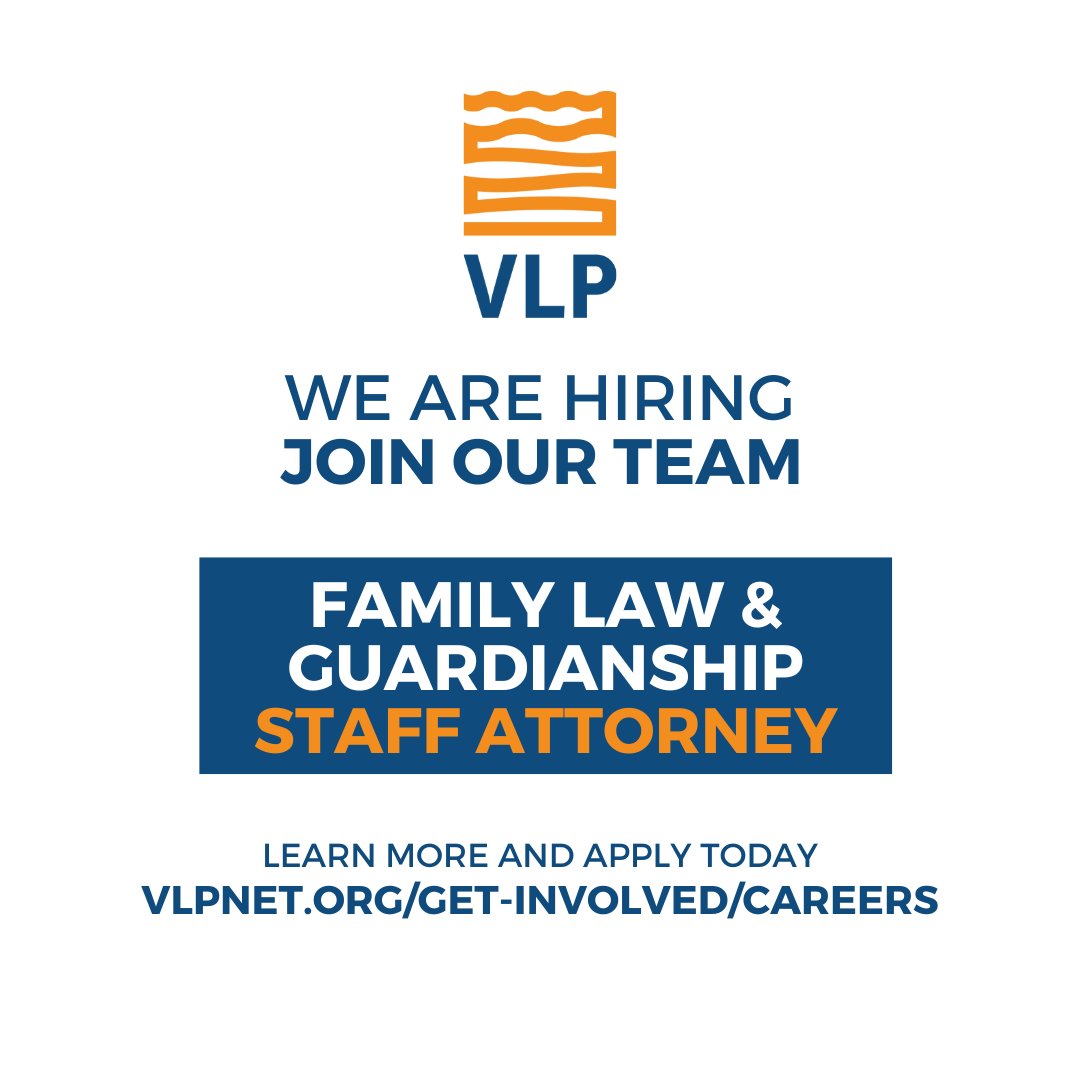VLP is hiring a Staff Attorney for the Family Law and Guardianship unit. Learn more by visiting our website and apply today! vlpnet.org/get-involved/c… #vlpboston #boston #massachusetts #hiring #jobs #employmentopportunities #legal #nonprofit