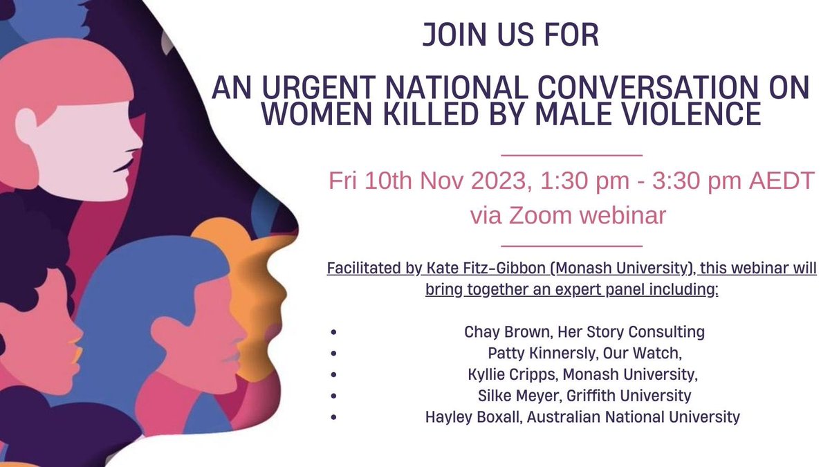 Kate Fitz-Gibbon (@kate_fitzgibbon) on Twitter photo Join us tomorrow for a national conversation on women killed by male violence.
Iāll be facilitating a discussion with our amazing panel where theyāll provide concrete recommendations on what we can do now to address violence against women.
šš¼ Register: events.humanitix.com/an-urgent-nati⦠Join us tomorrow for a national conversation on women killed by male violence.
Iāll be facilitating a discussion with our amazing panel where theyāll provide concrete recommendations on what we can do now to address violence against women.
šš¼ Register: events.humanitix.com/an-urgent-natiā¦