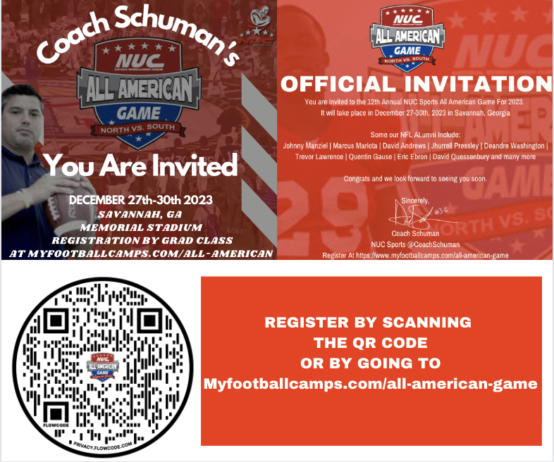 coachschuman's tweet photo. .@jadenjohns72 We would like to invite you to play in the NUC All American Game in Savannah, GA December 27-30th, 2023. https://t.co/53WI1rocrp. This is quite an honor as 5 round 1st draft picks have played in the game and over 100 future draft picks. You are in great company. https://t.co/2BGvgJejEV