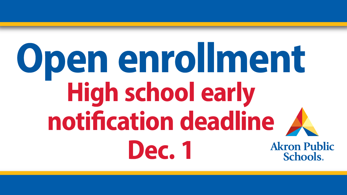 akronschools's tweet photo. Apply by Dec. 1 and be notified of your placement by Dec. 22. Applications received after Dec. 1 and by the Jan. 15 deadline will be notified of placement by Feb. 2. https://t.co/nIJ4pO4KFT https://t.co/BZhjHVaI8N