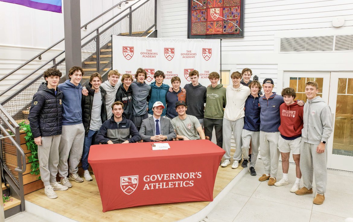 Governorshockey's tweet photo. Senior Captain Cam Russo ‘24 surrounded by teammates and friends at the Collegiate Athletic Celebration. Congrats to Cam on his commitment to @BrownU_MHockey!
@GovsAthletics https://t.co/lXYd8A7N1W