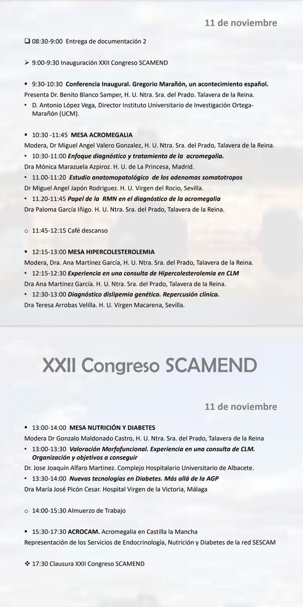 mavalero_endo's tweet photo. Llega el gran día, magnífico programa, excelentes ponentes. Presentación del estudio ACROCAM. Congreso de la #SCAMEND en Talavera de la Reina, #Acromegalia #Diabetes #Nutrición #Hipercolesterolemia días 10 y 11 de Noviembre.
Inscripciones abiertas https://t.co/iHZFeUhYCt