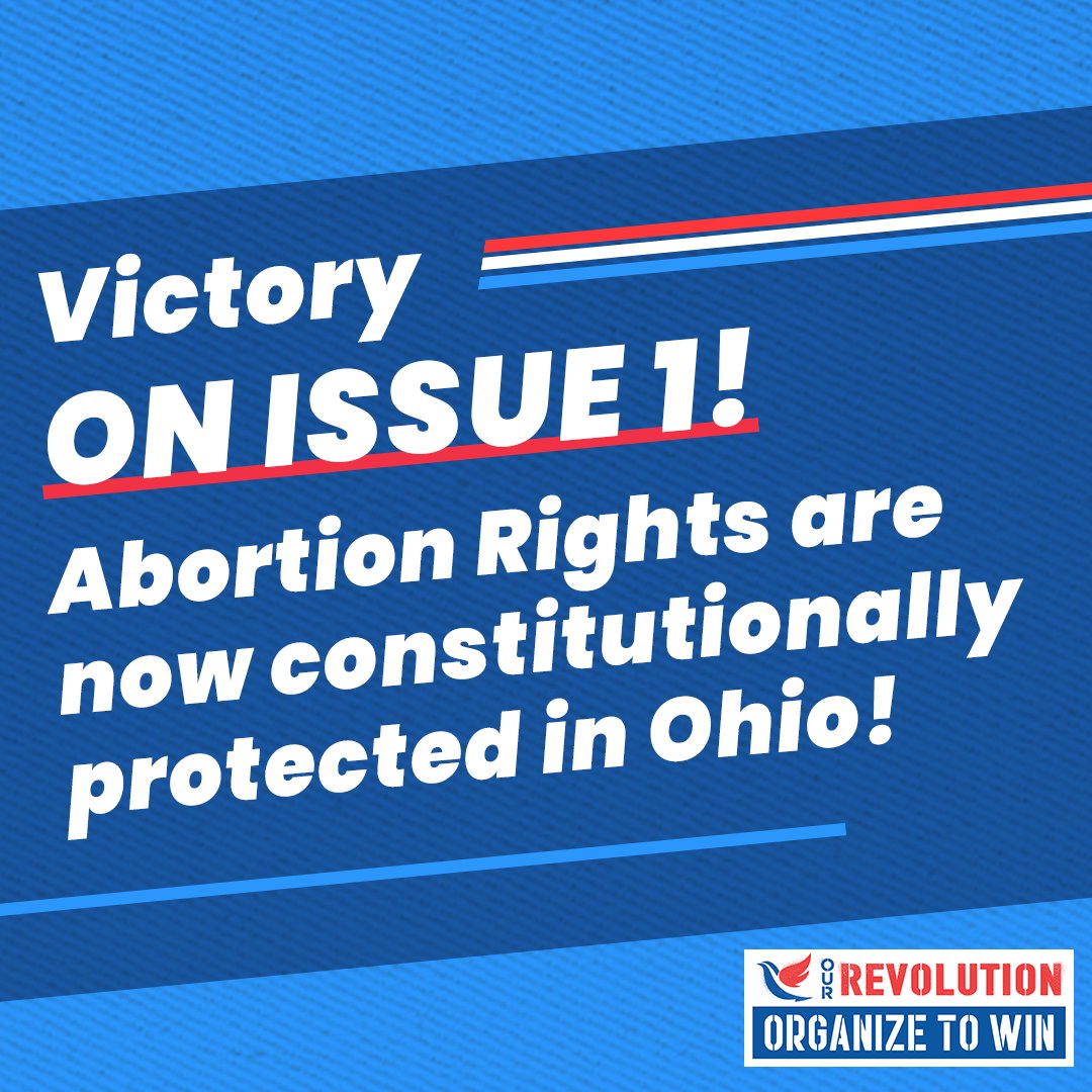 OurRevolution's tweet image. VICTORY IN OHIO:

✅ Trevor Edkins, Mayor of Newburgh Heights
✅ Kim Mann, Fairview Park City Council
✅ @KearneyForCincy, re-elected to Vice Mayor in Cincinnati
✅ #YesOnIssue1, enshrining abortion rights into Ohio's constitution
✅ #YesOnIssue2, ending the prohibition of