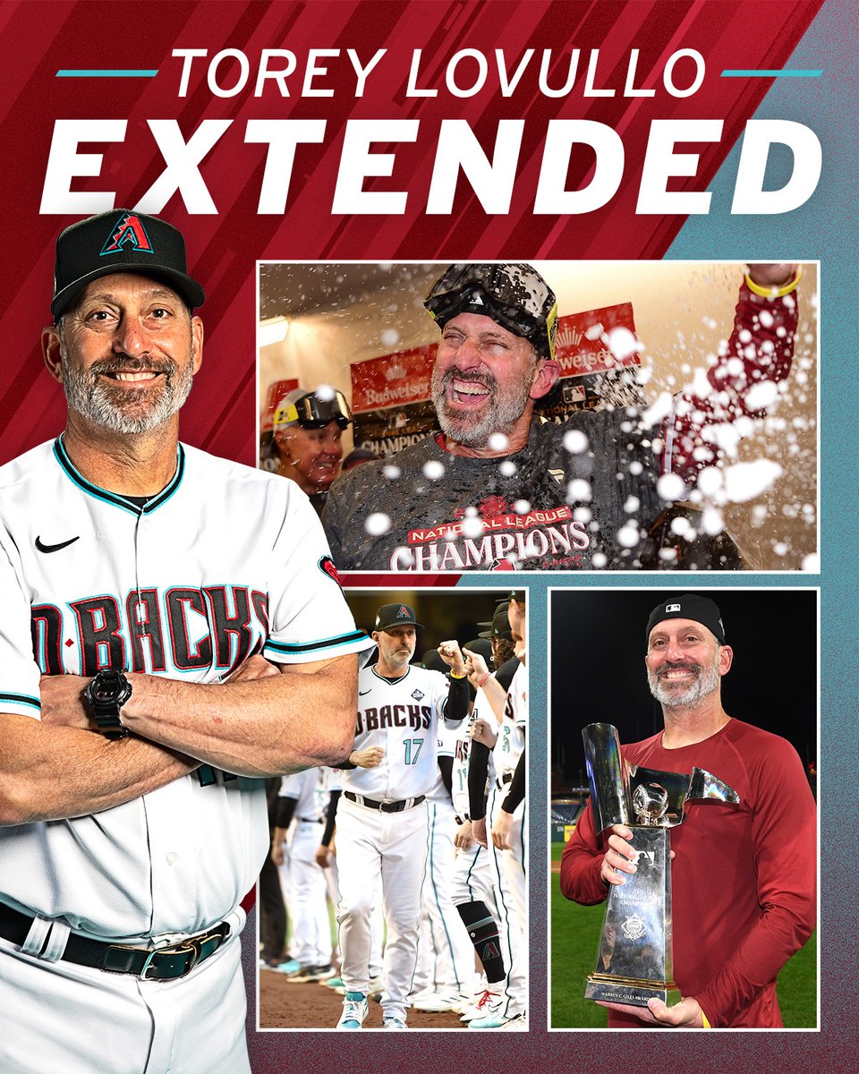 Dbacks's tweet image. Our pennant-winning skipper's here to stay.

The #Dbacks have agreed to terms on a contract extension with manager Torey Lovullo.