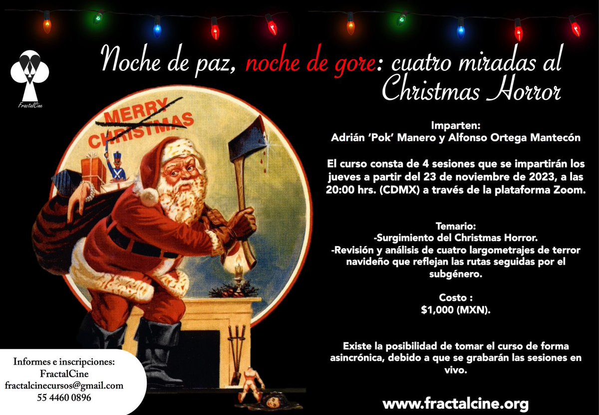 PokManero's tweet photo. Ya sea que amen la Navidad o la odien, si gustan del cine de horror seguramente disfrutarán de las películas que @PonchoCorax y yo les tenemos preparadas para el curso breve de Christmas Horror, ¡no se lo pierdan! https://t.co/eEdshxXYvu