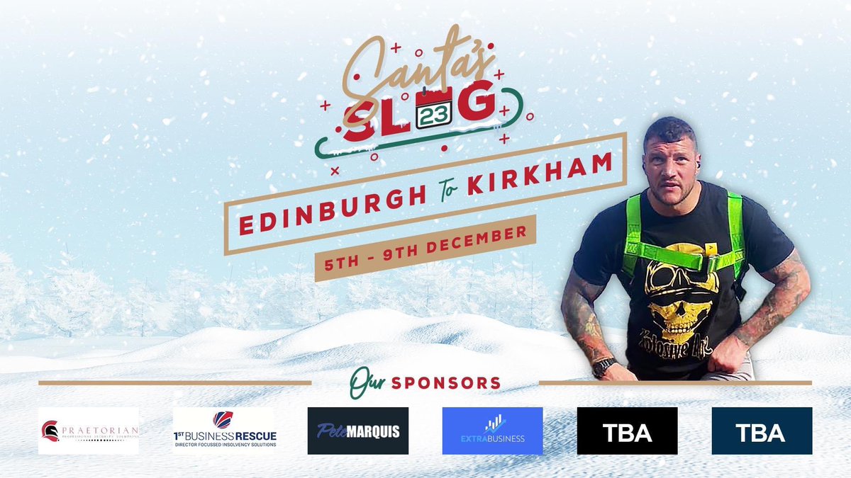 Edinburgh to kirkham 208 miles pulling Santa and his sleigh 🛷 all for children’s charities gofund.me/0237c530 @AlanLevene @CTFletcherISYMF @ThorBjornsson_ @PaulSmithJnr @L2Box1 @Carra23 @Robbie9Fowler @Crabbers @PNEhomeandaway @InvincibleBooks @TheCarltonLeach