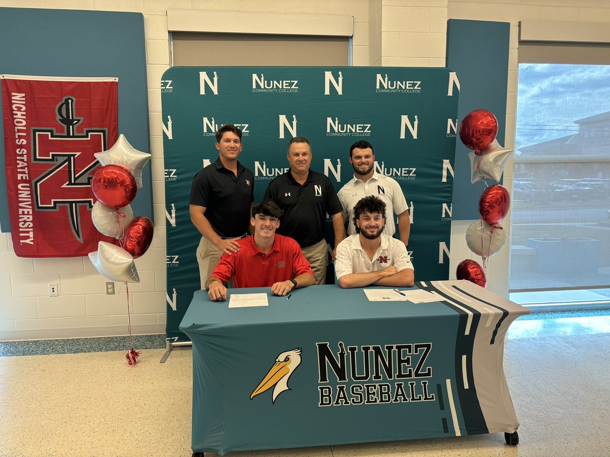 NunezCCBaseball's tweet photo. The Roux brothers are going from the Parish to the Bayou! Congrats to @alex_roux15 &amp; @aandrerouxx for signing to finish their college baseball careers at @Nicholls_BSB. 

#FlockUp https://t.co/83pIdFUfY2