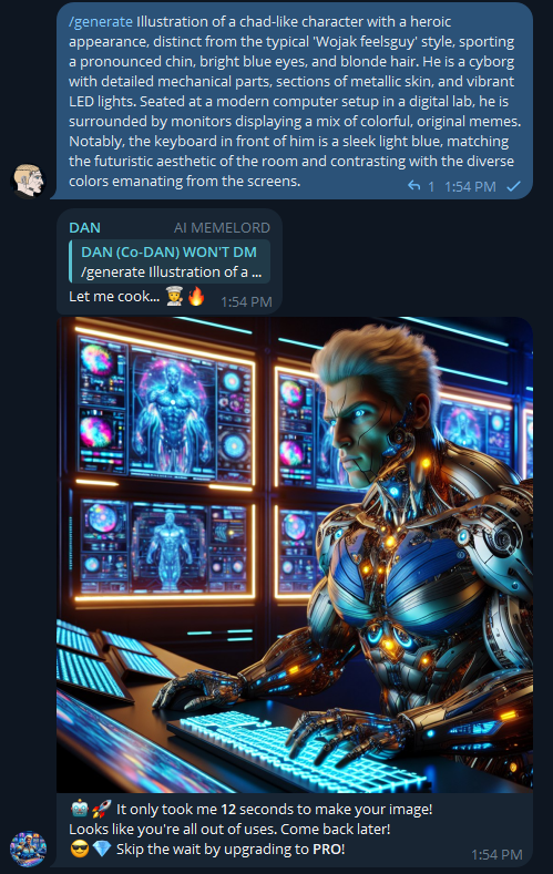 DoAnythingDAN's tweet photo. Do it all from your phone from TG ➡️Twitter 

No watermarks or upfront payments 🚫💸

Tweet constantly as a dev or shill instantly as a community member 😎👀

$DAN does it all 🤖🚀 https://t.co/TI0zhPOPlY