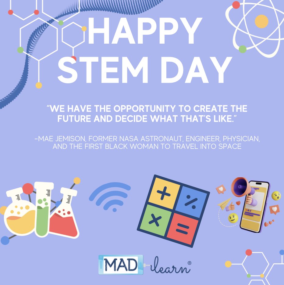 MADLearn's tweet photo. To everyone playing a role (no matter how big or small) to spark an interest in STEM and STEAM in student lives, THANK YOU!
#nationalstemday #NationalSTEAMDay #stemeducation #technology #stemknowledge https://t.co/305JuU1f0r