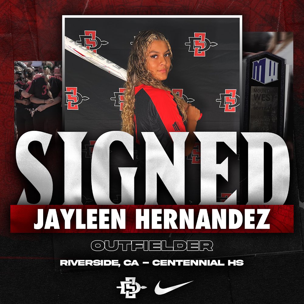 Signed ✍🏼 Outfielder, Jayleen Hernandez, is officially an Aztec 🔴⚫️🌴 #GoAztecs