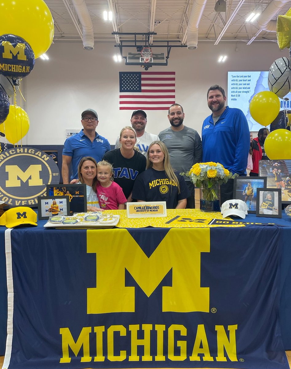 TAVVolleyball's tweet photo. #TAVSigningAlert: Congrats to #TAV18Black athlete @cam_vball_2024  (Prestonwood Christian) for signing with Michigan! #GoTAV https://t.co/1aSVY0aYA0