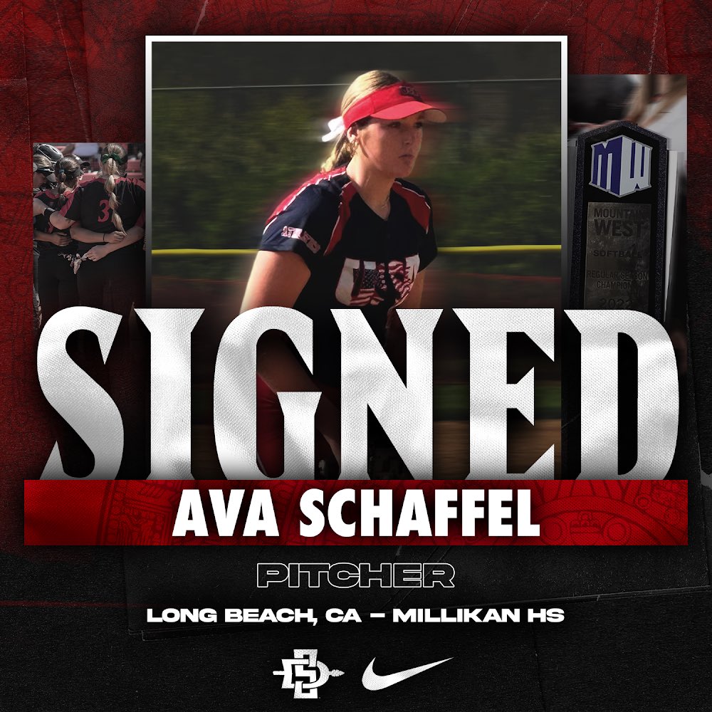 Signed ✍🏼 Pitcher, Ava Schaffel, is officially an Aztec 🔴⚫️🌴 #GoAztecs