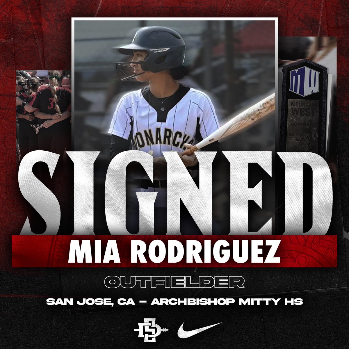 Signed ✍🏼

Outfielder, Mia Rodriguez, is officially an Aztec 🔴⚫️🌴 #GoAztecs
