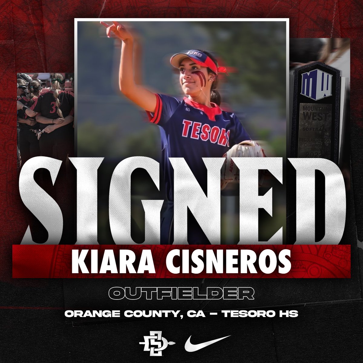 Signed ✍🏼 Outfielder, Kiara Cisneros, is officially an Aztec 🔴⚫️🌴 #GoAztecs