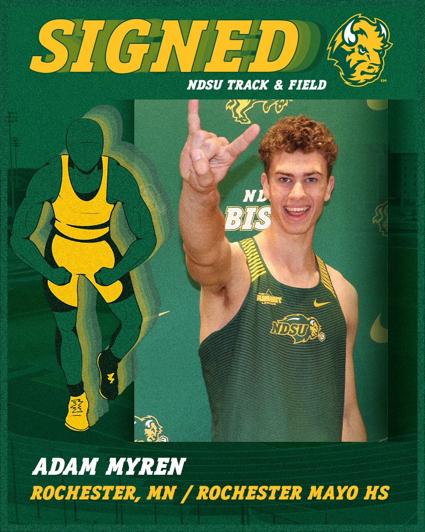 NDSUTrackField's tweet photo. Welcome to the Bison, Adam Myren!

🦬 Rochester, MN
🦬 High Jump
🦬 Minnesota Class AAA state champ
🦬 6-8 in high jump https://t.co/UWdA3y0fAE