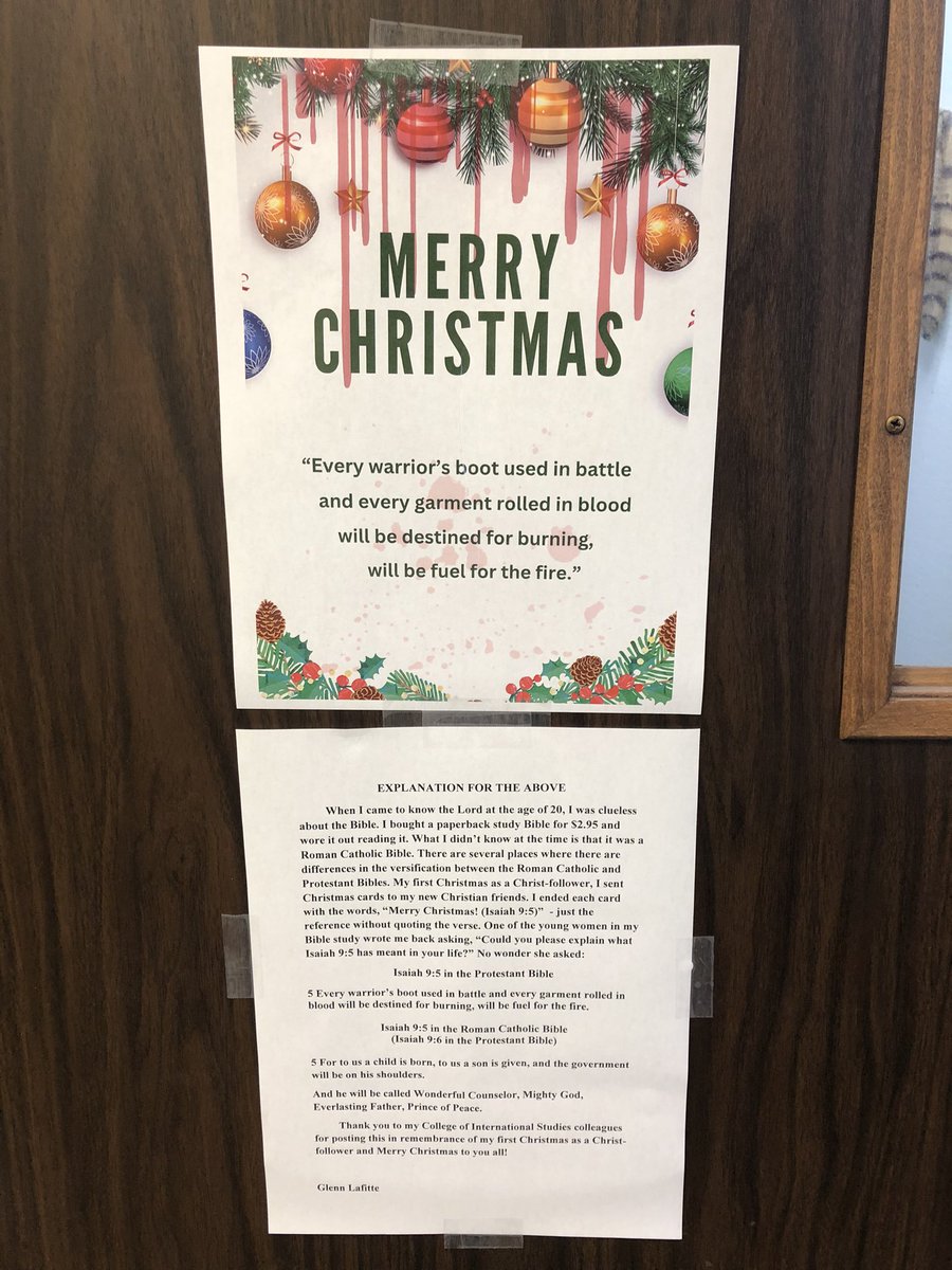 I heard a funny story about my colleague’s versification goof on a Christmas card. So I made him a flier as a little prank. He didn’t want to take it down but he felt the need to post an explanation 😂. Love this guy.