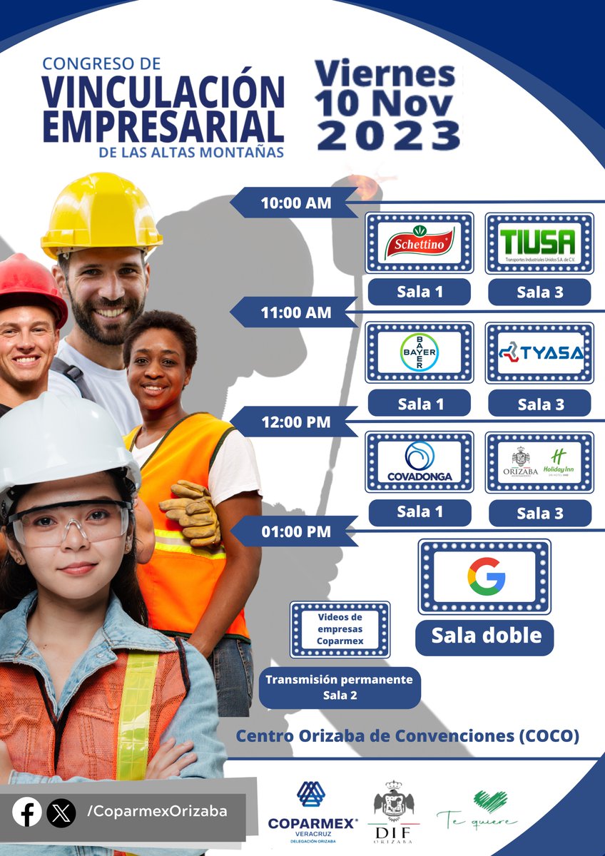 coparmexorizaba's tweet photo. Coparmex Orizaba y DIF Orizaba invitan. 
Congreso de Vinculación Empresarial.

Registro online usando el código Qr.
Ponencias de diversas empresas.
30 stands de reclutamiento.
Vacantes
Prácticas profesionales.
Residencias.

#coparmexorizaba #coparmexver #Coparmex #DIFOrizaba https://t.co/YzyANSZkzc