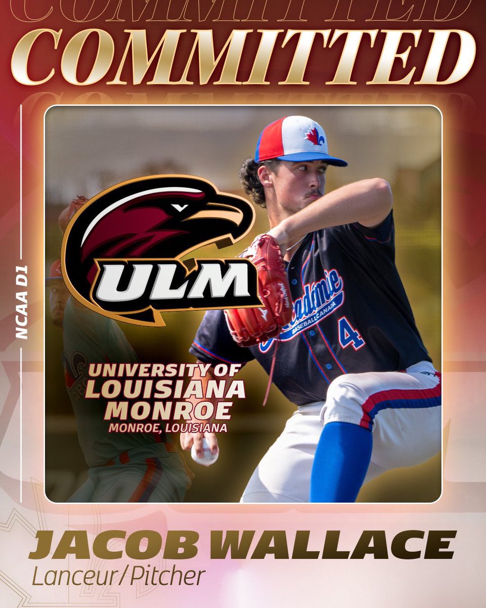 I’m extremely excited and proud to announce my commitment to play division 1 baseball at Louisiana Monroe University. I would like to thank my parents, coaches and teammates for helping me get were I am at today. Go Warhawks!