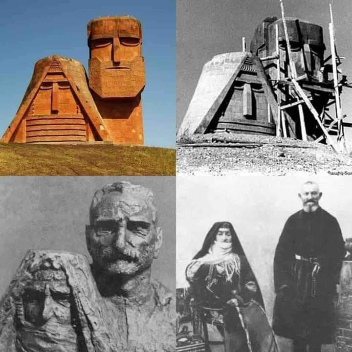 lio___m's tweet photo. The monument “We and our mountains” is one of the most popular symbols of Artsakh (Nagorno-Karabakh) and depicted on the emblem of the Republic of Artsakh, is located at the entrance to Stepanakert. It is also referred to as “grandparents” (Տատիկ-պապիկ, tatik-papik). 👇 https://t.co/tvK1wSNQyi